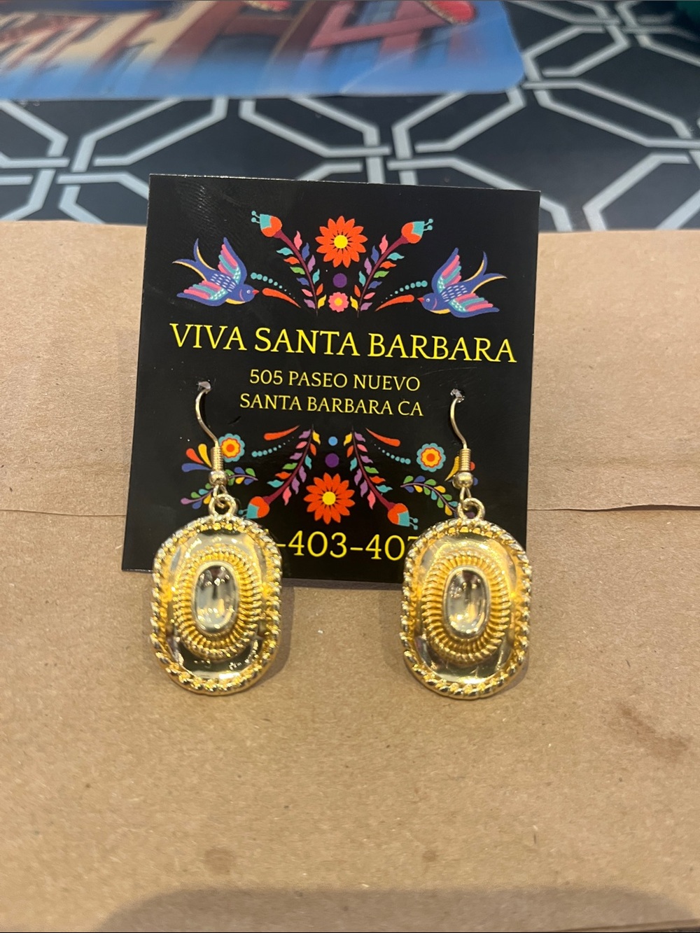 Gold color cow boy earrings